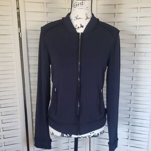 Liviana Conti Women's Navy Stretch Full Zip Jacket Size 46
